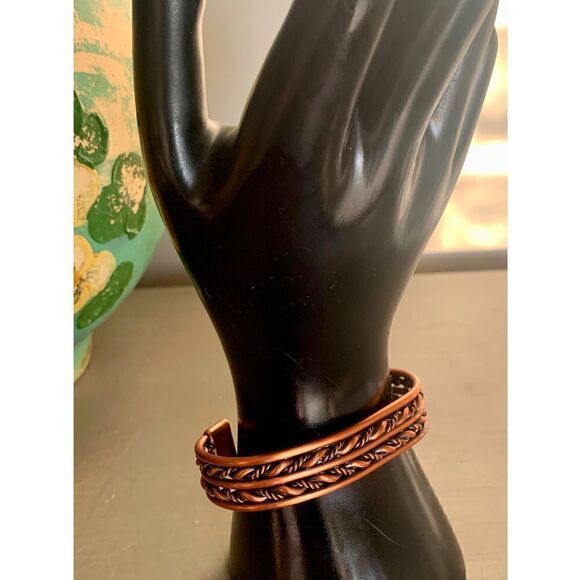 Vintage Solid Braided Copper cuff, Unmarked - Picture 1 of 3